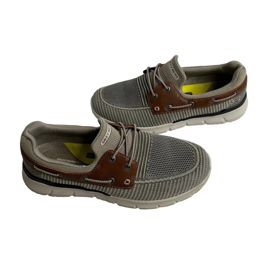 Skechers‎ Del Retto Slip on Men's Wide Fit Boat Shoes Sneakers Taupe Brown 11